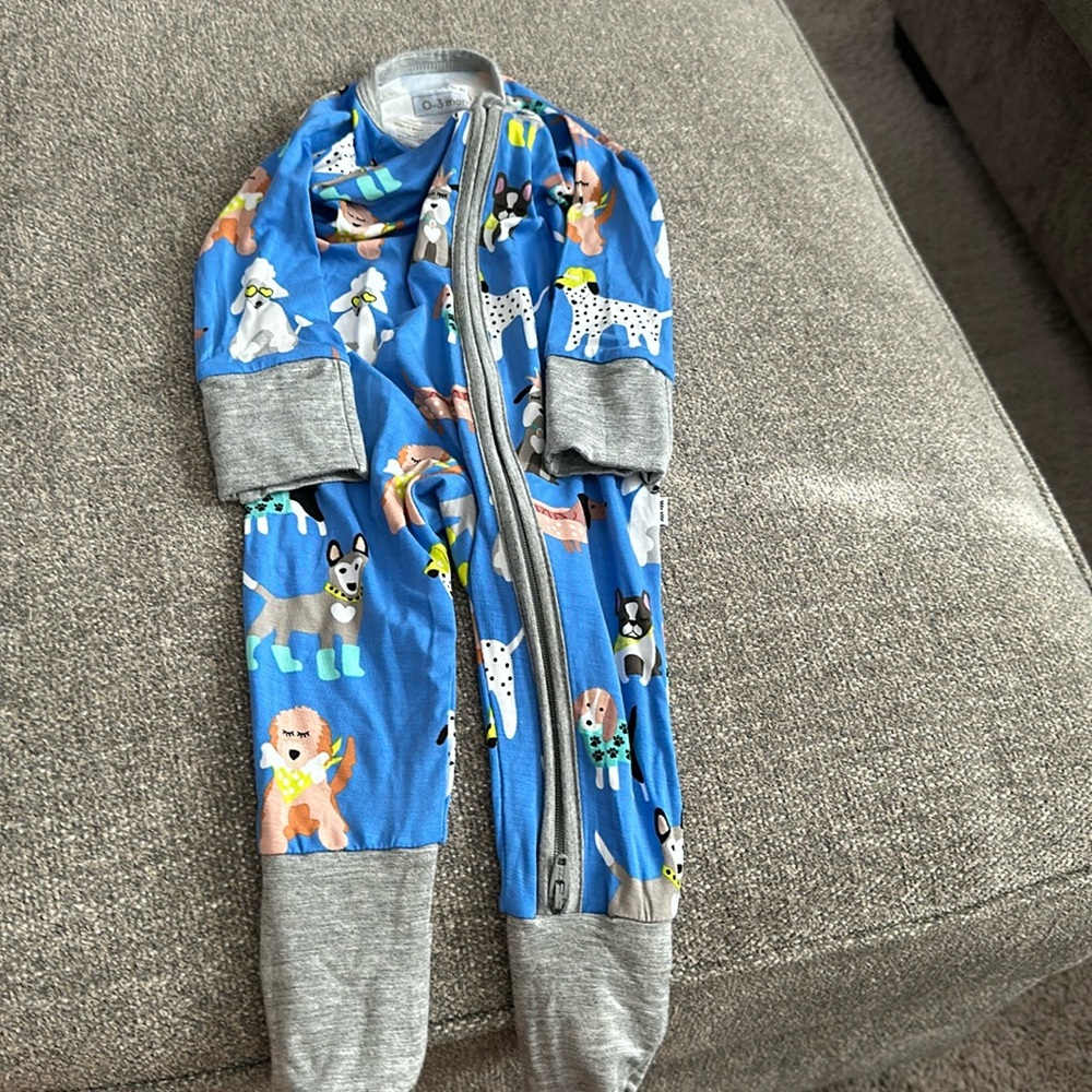 Little sleepies doggie double zipper onsie. 0-3 months.